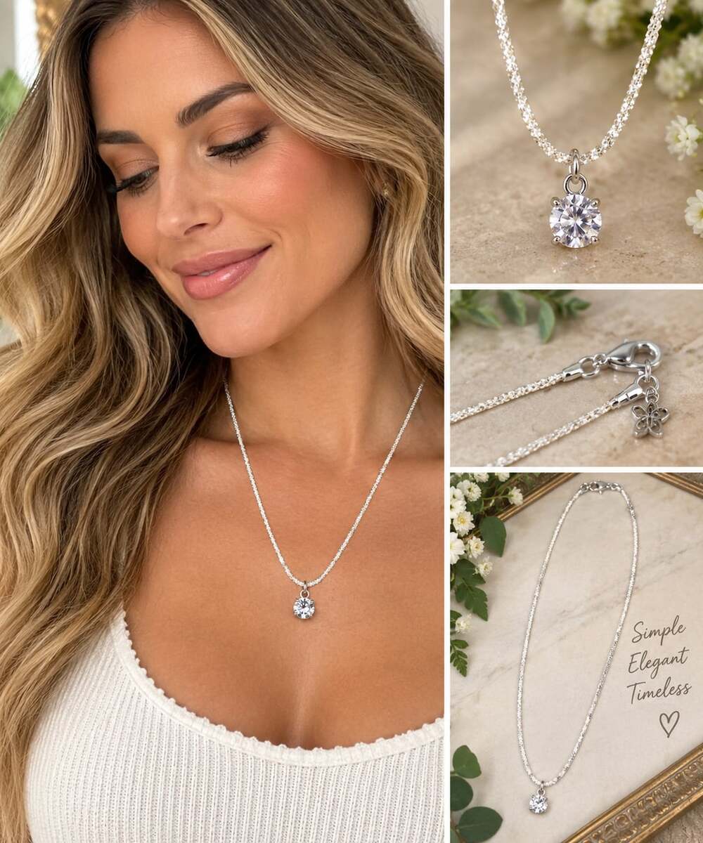 Sparkling Diamond White Pendant Crystal Necklace